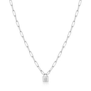 NEW ANIA HAIE women's under lock & key padlock necklace in silver